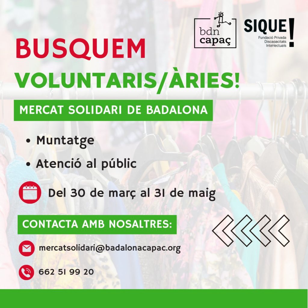 Busquem Voluntaris/àries pel Mercat Solidari